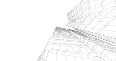 Arkaplanda mimari bina 3d illüstrasyon