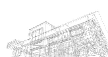 Mimari sanat konseptinde soyut çizgiler, minimum geometrik şekiller. 
