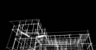 Mimari sanat konseptinde soyut çizgiler, minimum geometrik şekiller. 