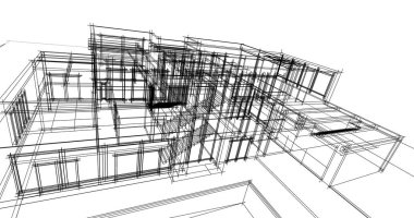 Mimari sanat konseptinde soyut çizgiler, minimum geometrik şekiller. 