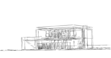 Mimari sanat konseptinde soyut çizgiler, minimum geometrik şekiller. 