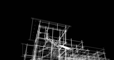 Mimari sanat konseptinde soyut çizgiler, minimum geometrik şekiller. 