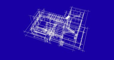 Arkaplanda mimari bina 3d illüstrasyon