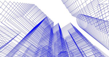 Arkaplanda mimari bina 3d illüstrasyon