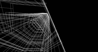 Mimari sanat konseptinde soyut çizgiler, minimum geometrik şekiller. 