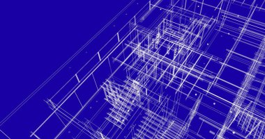 Arkaplanda mimari bina 3d illüstrasyon