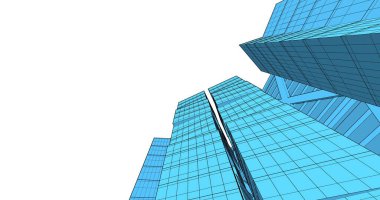 Arkaplanda mimari bina 3d illüstrasyon