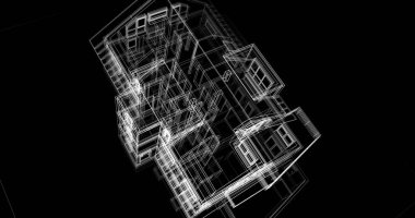 Arkaplanda mimari bina 3d illüstrasyon