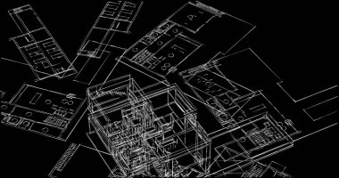 Mimari sanat konseptinde soyut çizgiler, minimum geometrik şekiller. 