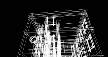 Mimari sanat konseptinde soyut çizgiler, minimum geometrik şekiller. 