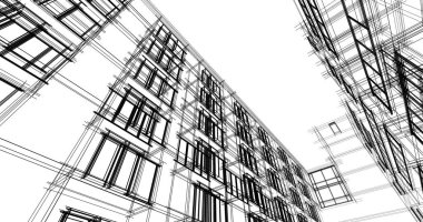 Mimari sanat konseptinde soyut çizgiler, minimum geometrik şekiller. 