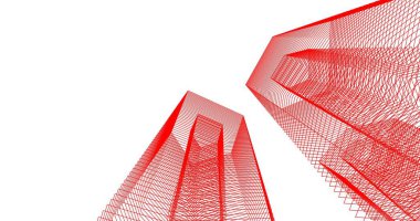 3d mimari duvar kağıdı tasarımı, dijital bina çizimi 