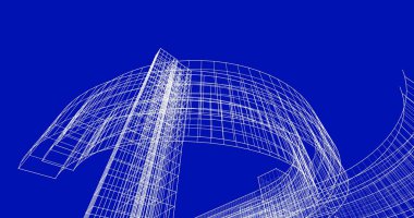 Arkaplanda mimari bina 3d illüstrasyon