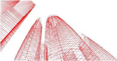 Arkaplanda mimari bina 3d illüstrasyon