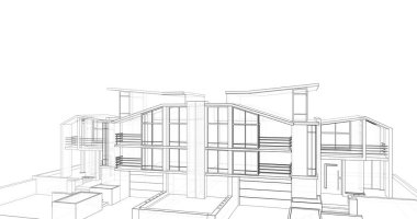 Mimari sanat konseptinde soyut çizgiler, minimum geometrik şekiller. 