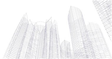 Arkaplanda mimari bina 3d illüstrasyon