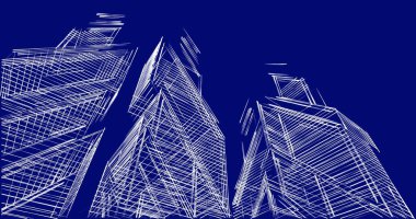 eskiz sanatı, geometrik mimari binalar tasarımı