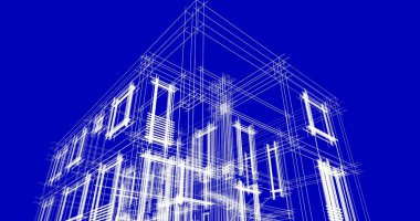 Mimari sanat konseptinde soyut çizgiler, minimum geometrik şekiller. 