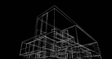Arkaplanda mimari bina 3d illüstrasyon