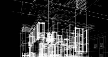 Mimari sanat konseptinde soyut çizgiler, minimum geometrik şekiller. 