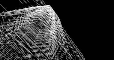 Mimari sanat konseptinde soyut çizgiler, minimum geometrik şekiller. 