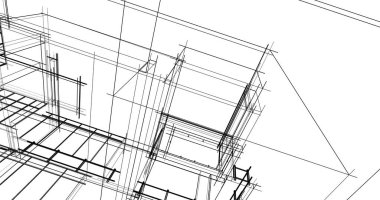 Arkaplanda mimari bina 3d illüstrasyon