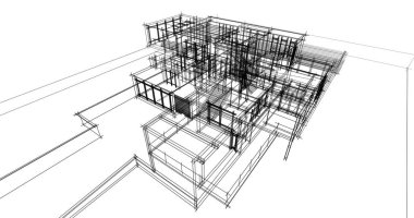 Mimari sanat konseptinde soyut çizgiler, minimum geometrik şekiller. 