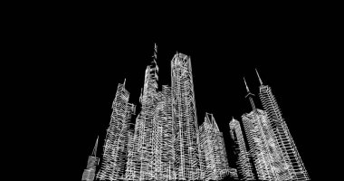 Mimari sanat konseptinde soyut çizgiler, minimum geometrik şekiller. 