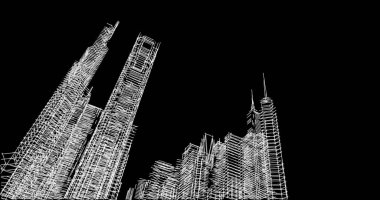 Mimari sanat konseptinde soyut çizgiler, minimum geometrik şekiller. 