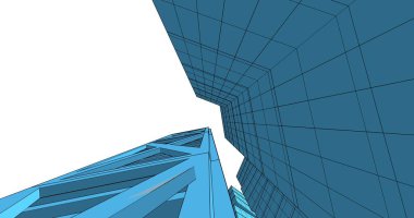 Arkaplanda mimari bina 3d illüstrasyon