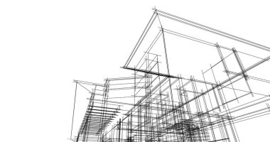 Mimari sanat konseptinde soyut çizgiler, minimum geometrik şekiller. 