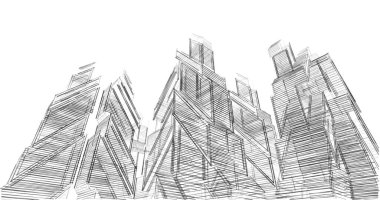 Mimari sanat konseptinde soyut çizgiler, minimum geometrik şekiller. 