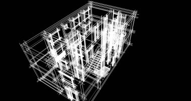 Mimari sanat konseptinde soyut çizgiler, minimum geometrik şekiller. 