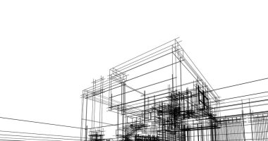 Mimari sanat konseptinde soyut çizgiler, minimum geometrik şekiller. 