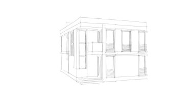 Arkaplanda mimari bina 3d illüstrasyon