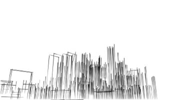 Arkaplanda mimari bina 3d illüstrasyon