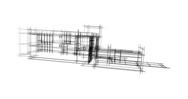 Mimari sanat konseptinde soyut çizgiler, minimum geometrik şekiller. 