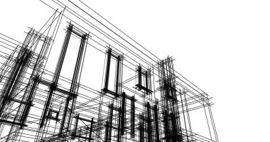 Mimari sanat konseptinde soyut çizgiler, minimum geometrik şekiller. 