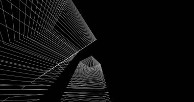 Mimari sanat konseptinde soyut çizgiler, minimum geometrik şekiller. 