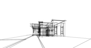 Mimari sanat konseptinde soyut çizgiler, minimum geometrik şekiller. 