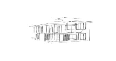 Mimari sanat konseptinde soyut çizgiler, minimum geometrik şekiller. 