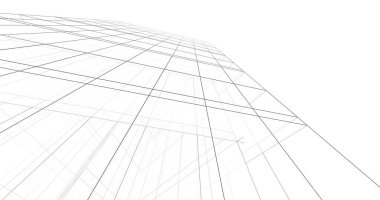 Arkaplanda mimari bina 3d illüstrasyon