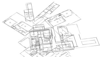 Mimari sanat konseptinde soyut çizgiler, minimum geometrik şekiller. 