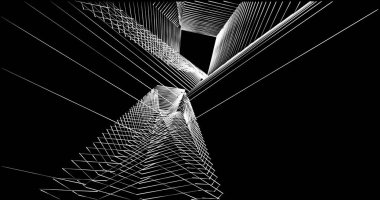 Mimari sanat konseptinde soyut çizgiler, minimum geometrik şekiller. 