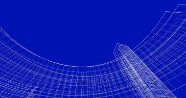 Arkaplanda mimari bina 3d illüstrasyon