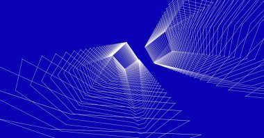 Mimari sanat konseptinde soyut çizgiler, minimum geometrik şekiller. 