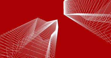 Mimari sanat konseptinde soyut çizgiler, minimum geometrik şekiller. 