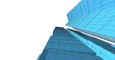 Arkaplanda mimari bina 3d illüstrasyon
