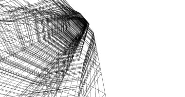 Mimari sanat konseptinde soyut çizgiler, minimum geometrik şekiller. 