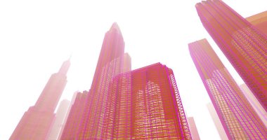 Arkaplanda mimari bina 3d illüstrasyon